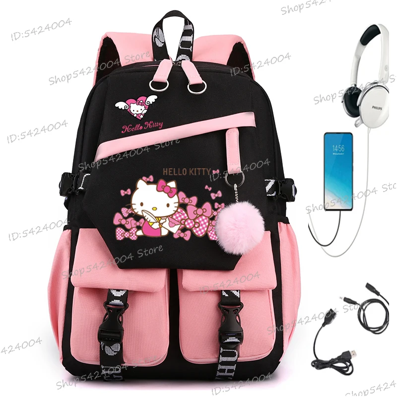 

Школьный рюкзак с героями мультфильмов «Hello Kitty» для мальчиков и девочек, школьный рюкзак с персонажами «Hello Kitty», Mochila Escolar, подарки