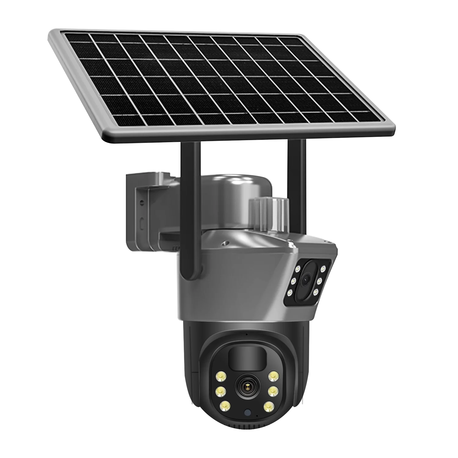 Kamera słoneczna 8MP 4K WiFi, zewnętrzna bezprzewodowa kamera bezpieczeństwa, wykrywanie ludzi PIR, kamery monitorujące CCTV, z panelem słonecznym, kamera IP PTZ z dwoma obiektywami, ochrona bezpieczeństwa — zdjęcie 2