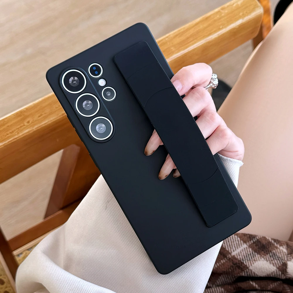 

Силиконовый эластичный ремешок-подставка для телефона, чехол для Samsung S25 Ultra S24 S23 Plus, матовый прозрачный противоударный мягкий чехол-бампер