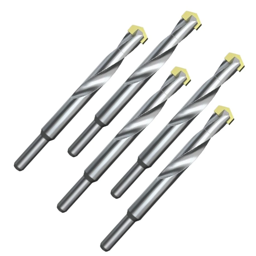 Steel Straight Shank Carbide Drill Bits 5-Piece Set for Multi-Material Use Including Stainless Steel Aluminum Iron Wood Plastic