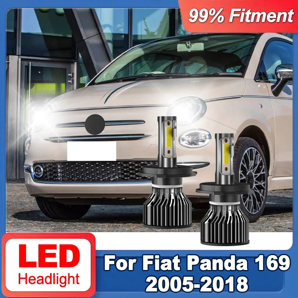 

2PCS H4 High Low Beam LED Headlight 6000K White Super Bright 120W 20000LM For Fiat Panda 169 2005-2017 2018 Canbus Car Light