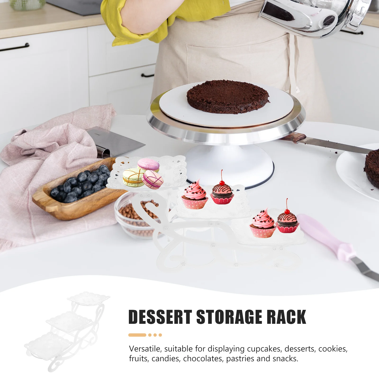 

1 set 1 Set 3-Tier Cake Stand Dessert Fruit Display Holder Versatile Storage Rack Decorative Tabletop Decoration Birthday Party