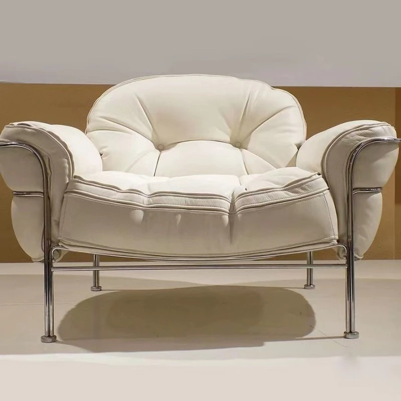 Single sofa leather minimalist single chair modern living room balcony leisure chair
