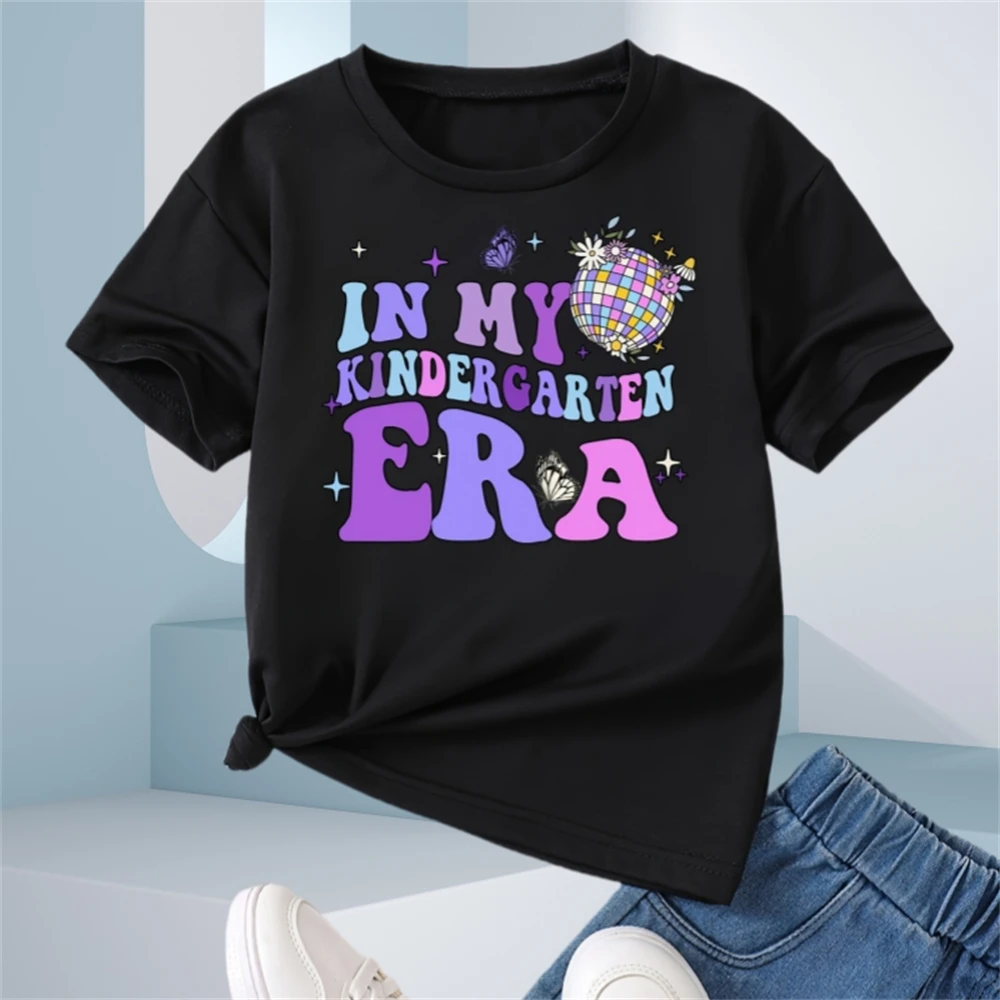 

2024 Girl Summer T-Shirt in My Kindergarten Era 3D Graphic T Shirts Crew Neck Children Top Short Sleeve Comfy Teen Girl Clothes