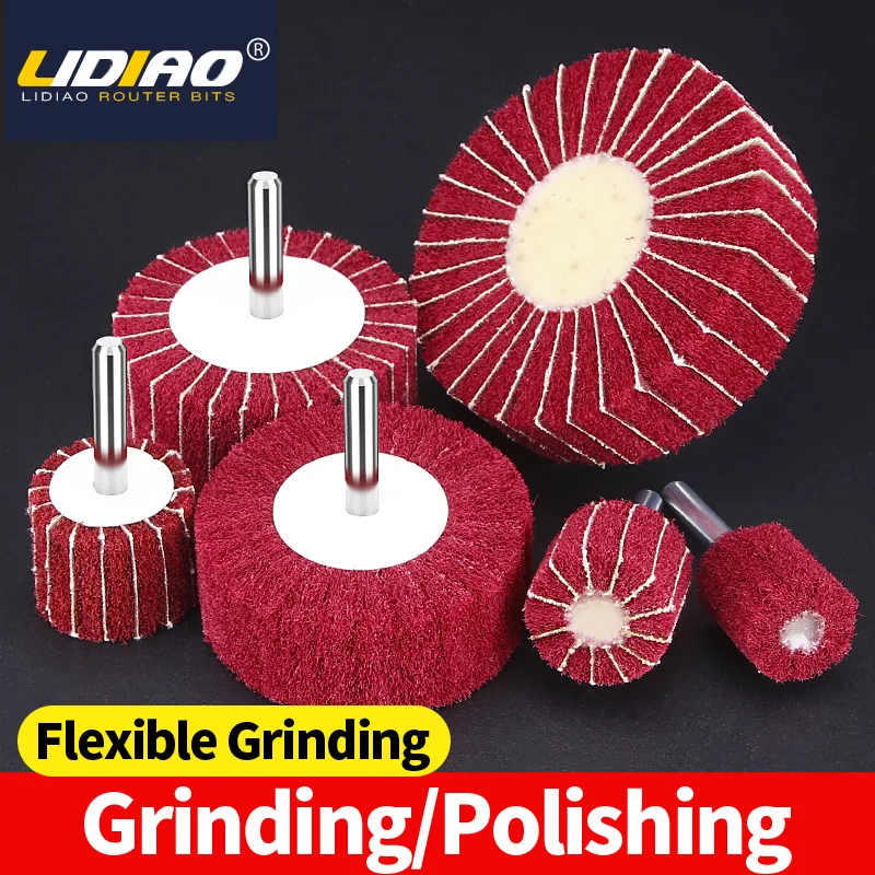 LIDIAO 6MM Shank Non-woven Flap Sanding Wheel Fiber Abrasive Scouring Pad Polishing Grinding For Metal Cleaning Head Nylon