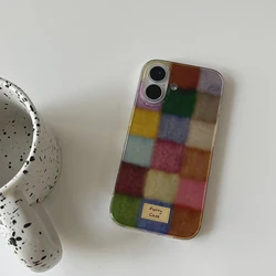 Color plaid luxury Phone Case for Samsung Galaxy S25 S24 S23 S22 S21 FE Ultra Plus 4G 5G Feather Texture Back Cover