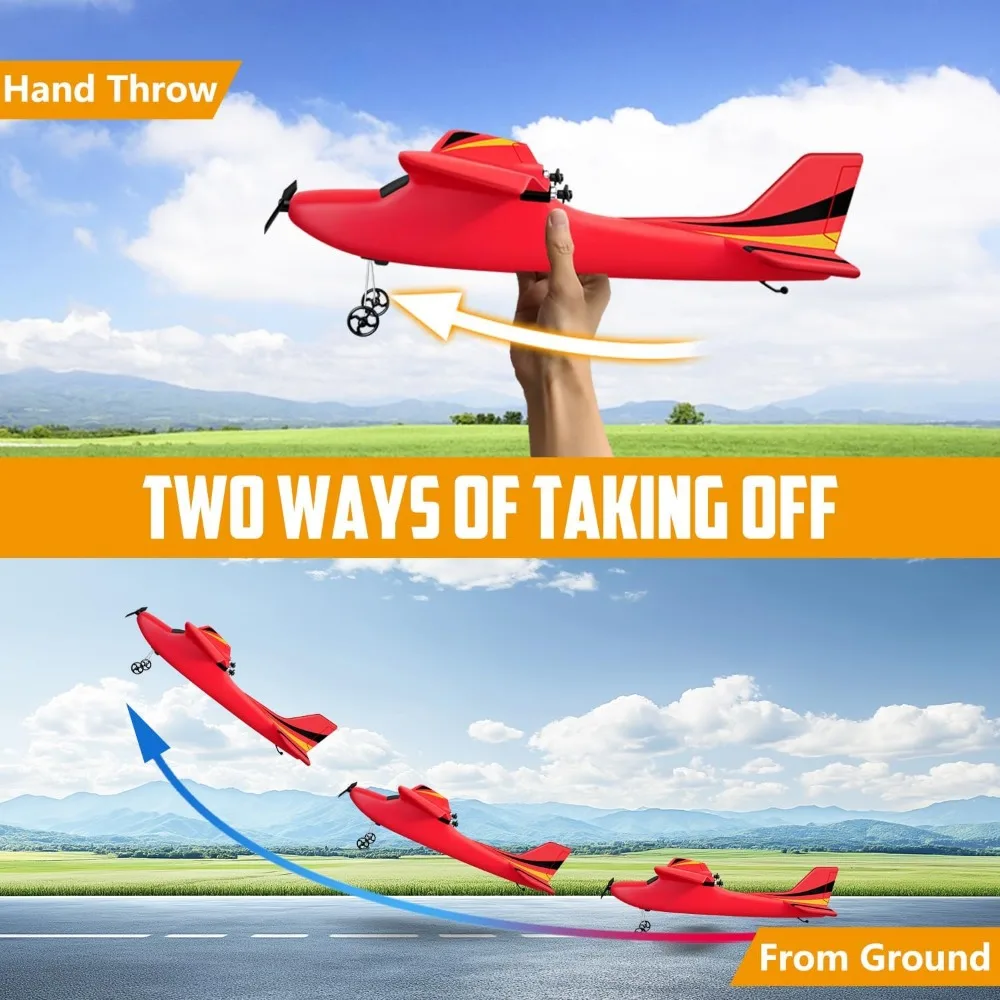 Avión Hawk's Work 2 CH RC: listo para volar, planeador de control remoto de 2,4 GHz para niños y principiantes