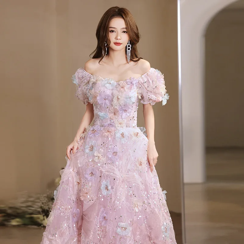 Evening Dresses 2024 New Sweet Flower Party Dresses Elegant A-line Classic Prom Dresses Customized For Girls image 2