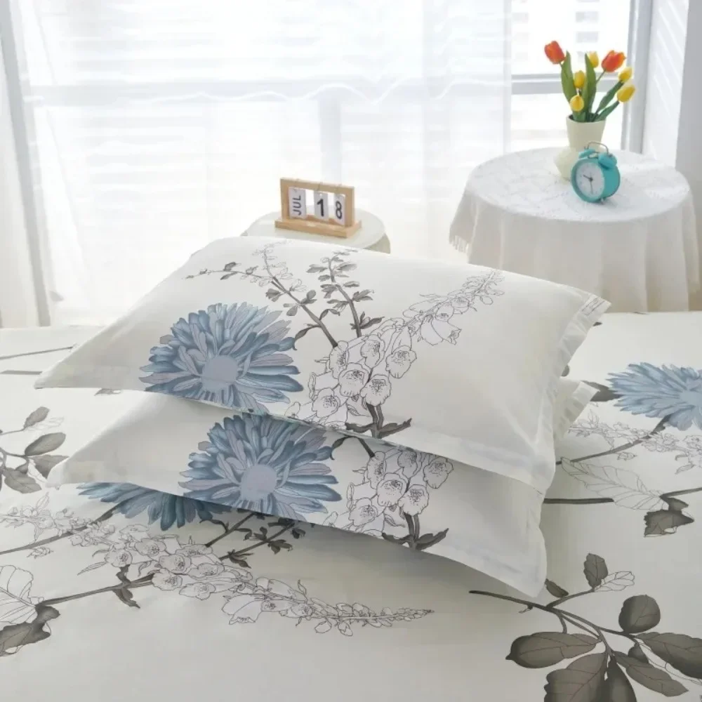 Bed Sheets Duvet Cover and Pillowcases(No Filler) Skin Friendly Comfortable Plants Pattern for Home All Season Bedroom Bedding