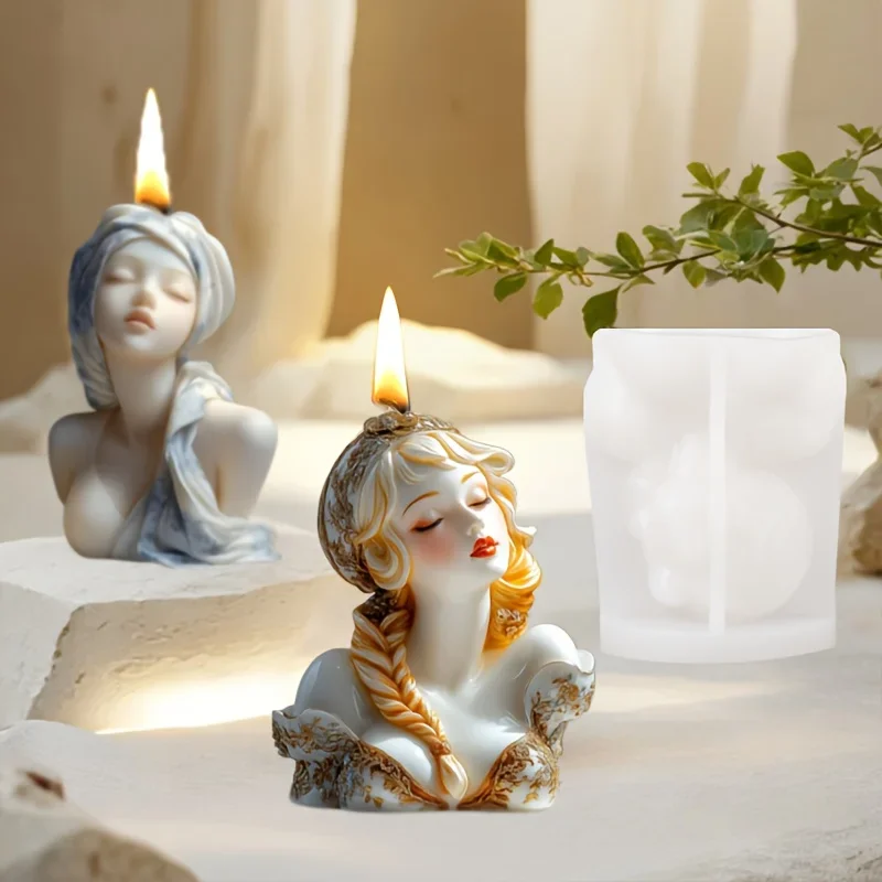 Princess Girl Aromatherapy Candle Silicone Mold Cute Girl Texture Candle Silicone Mould Gypsum Clay Epoxy Resin Silicone Molds