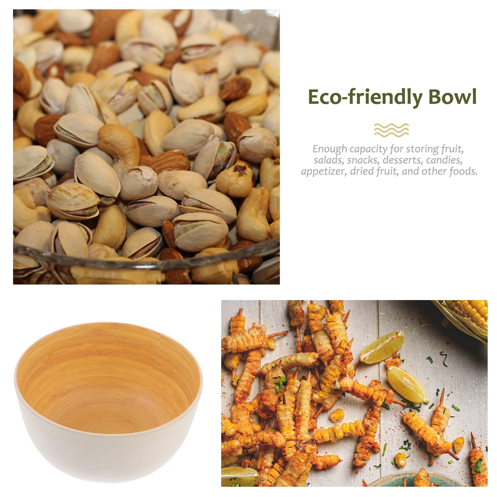 

1Pcs Bamboo Bowl Practical Use Salad Bowl Fruit Snack Holder Household Serving Dish Bamboo Food Serving Bowls Salad Bowls