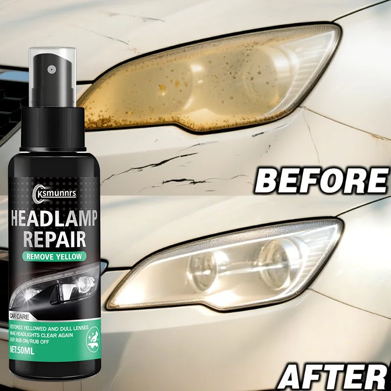 Car headlight restoration spray - designed to fix yellowing, cloudiness, oxidation, and scratches, boosting light brightness