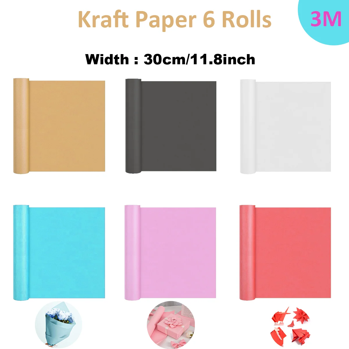 kraft Packing Paper 30cm3m Roll Paper Recycled Moving Supplies Eco-Friendly Paper Packing Wrapping Decorations Packaged Bouquet