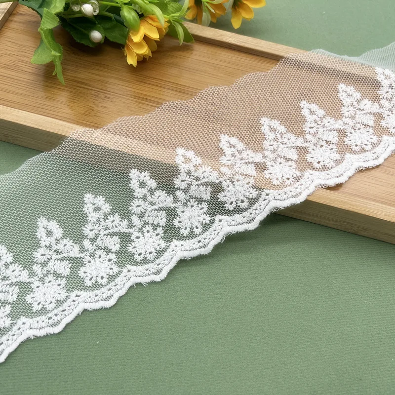 Off-white soft mesh lace embroidery Lolita hair accessories headwear material DIY accessories accessories webbing