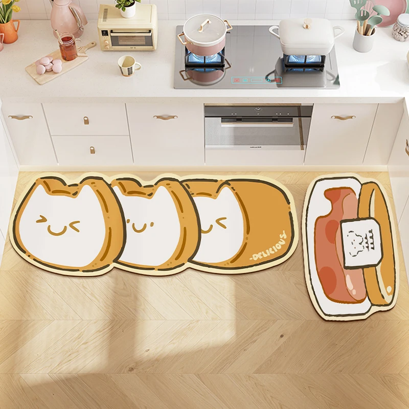 Cute Kitchen Floor Mat Super Absorbent Kid Room Cartoon Animal Carpet Mat for Living Room Bathroom Long Area Rug Alfombra