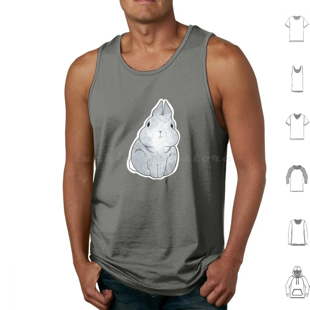 Stormy Tank Tops Print Cotton Rabbit Grey Rabbit Cute Bunny