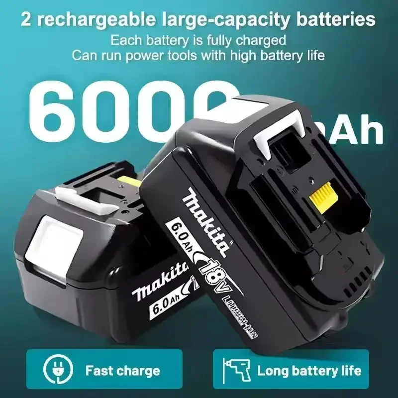 

genuine 18V 6Ah Makita Battery for Battery BL1860 BL1850B BL1850 BL1840 BL1830B Makita Replacement Lithium Battery，charger