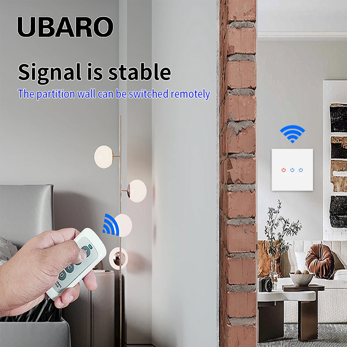 UBARO EU Wireless Remote Control Switch Black Luxury Crystal Glass Panel Smart Home Wall Light Led Indicator Sensor 1/2/3 Gang