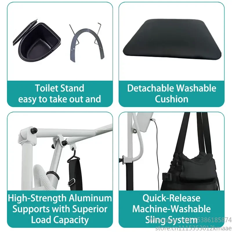 Vequyn Transfer wheelchair Disabled Paralyzed Patient Home Care Electric Lifting Transfer Commode Toilet Chair Wheels Handicappe