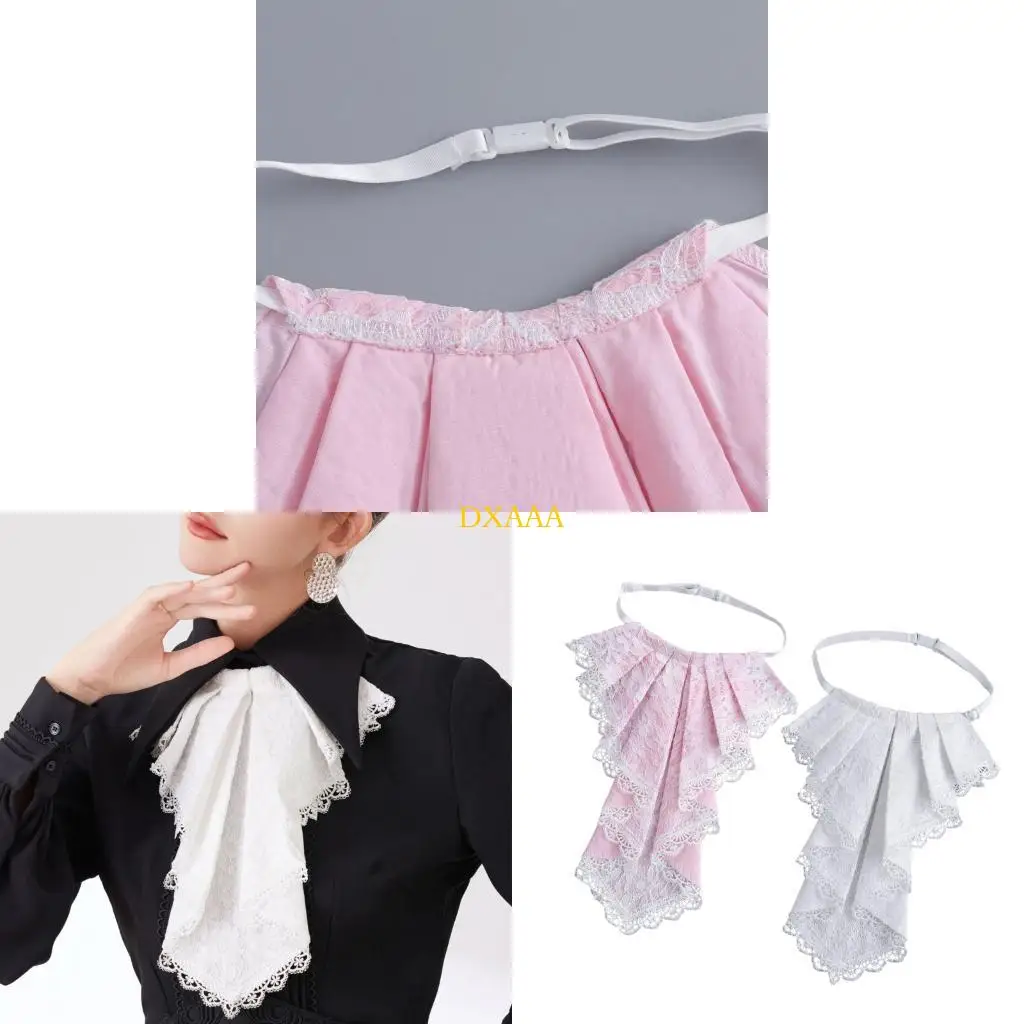 dxaa-2pcs-victorian-lace-drape-faux-collar-courtstyle-jabot-neckpiece-decorative-collar-for-fomal-event-and-cocktail-party