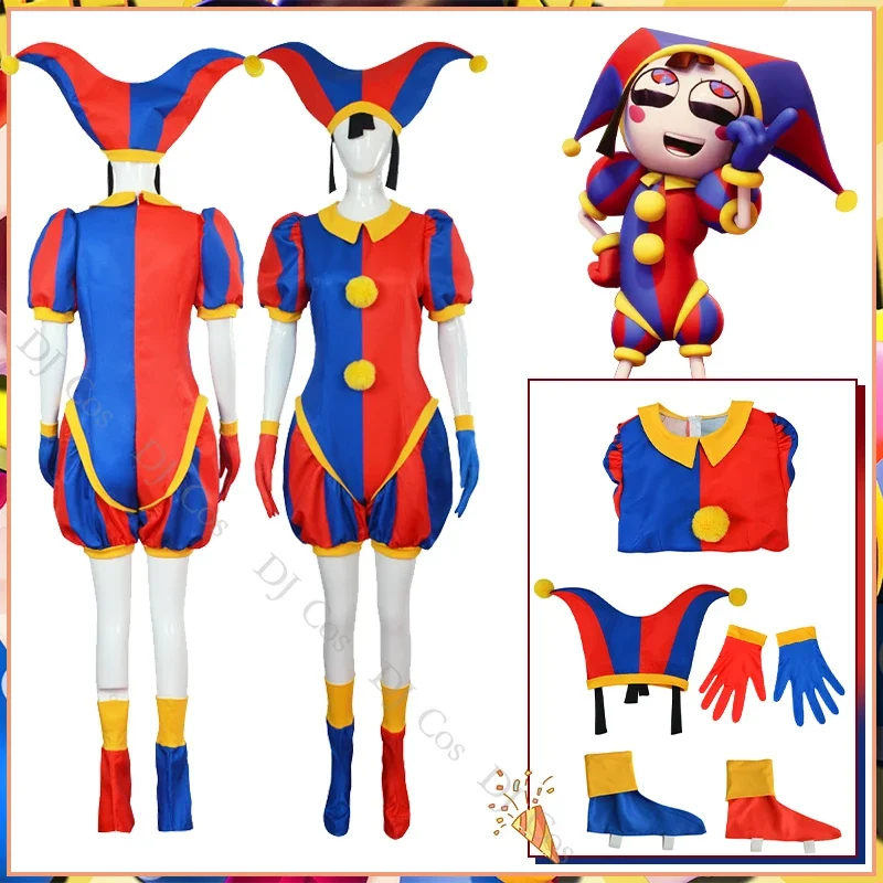 Pomni Cosplay Costume The Amazing Digital Circus Jax Caine Ragatha Face Cover Cartoon Uniform for Kids Adult Jumpsuit Halloween