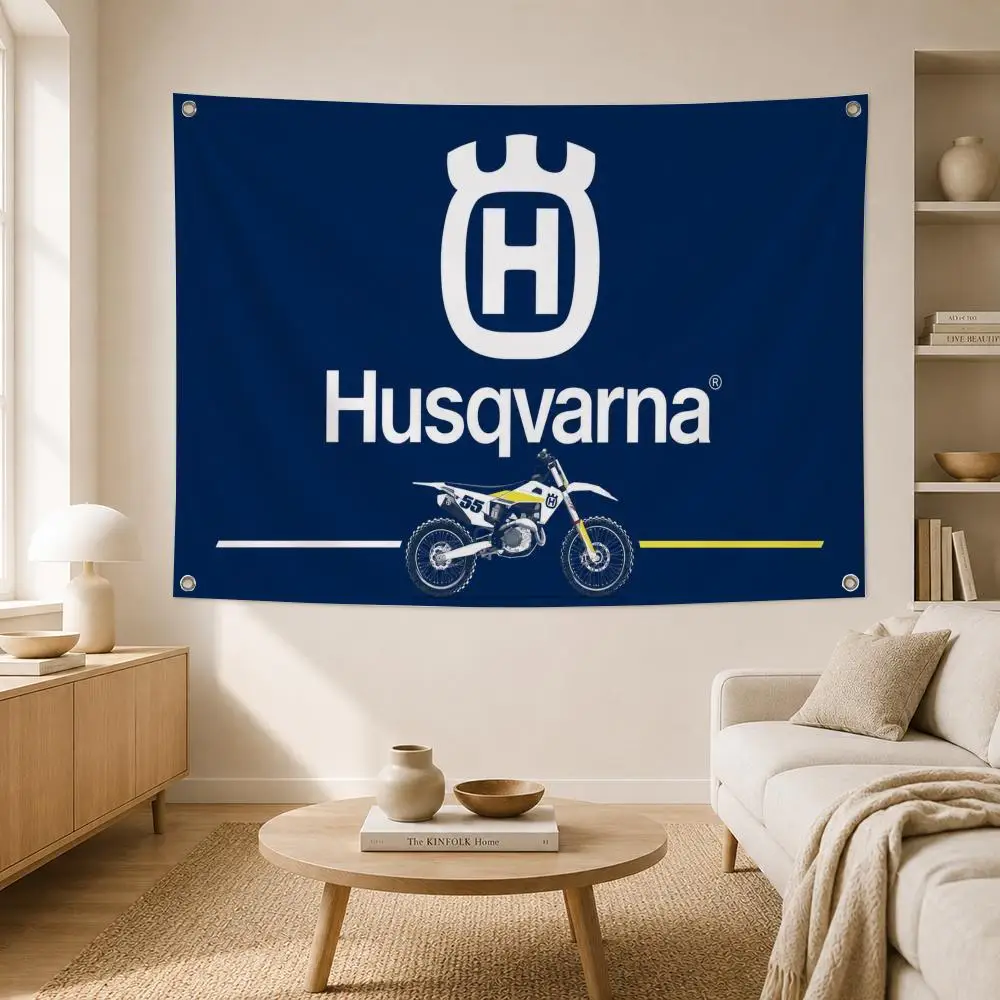 Brand Husqvarna Flags Home Yard & Garden Decor Banner - Indoor Outdoor Wall Hanging Flag