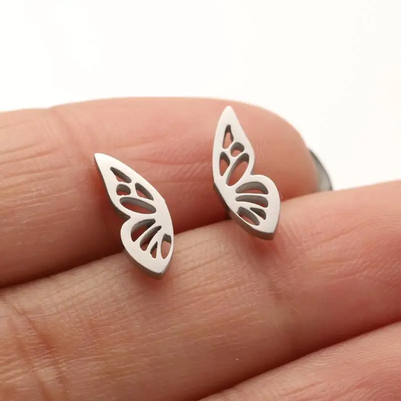 Stainless Steel Earrings Trend Vintage Delicate Butterfly Design Ear Studs Fashion Piercing Earrings For Women Jewelry Gifts