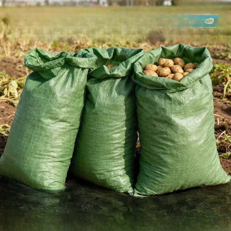 Thick Green Woven Bag Grain Bag Snakeskin Jute Bag Large Capacity Durable Agricultural Product Bag Food Storage Solution