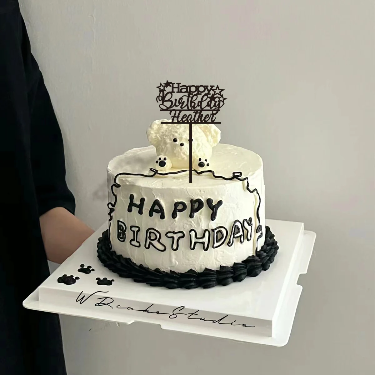 1PC Affordable Happy birthday wishes with star patterns Customized Name Cake Sign Cake Ornaments Unique Birthday Party Décor