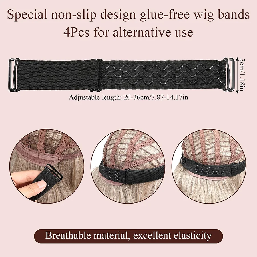Adjustable Elastic Band for Wigs Removable Wig Band Nonslip Wig Strap Black Elastic Bands for Glueless Wig Making Wig Cap