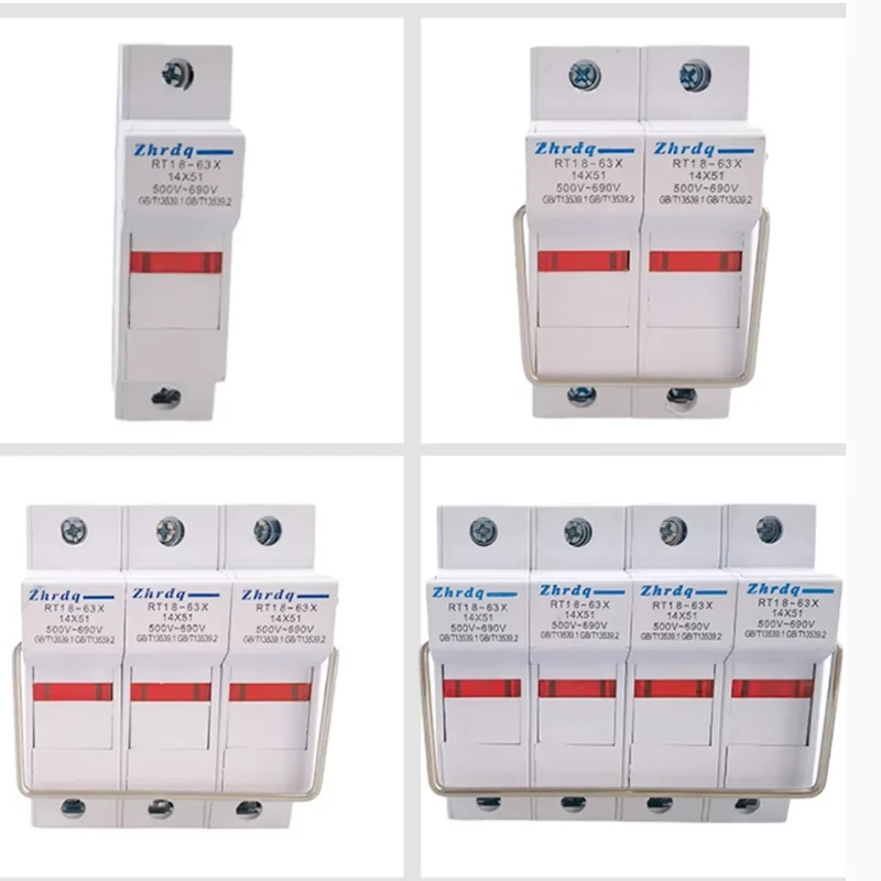 RT18-63X 2P 14*51 Fusible Disconnect Switch 500-690V DIN Rail Plastic Fuse Holder with Indicator for Electrical Safety