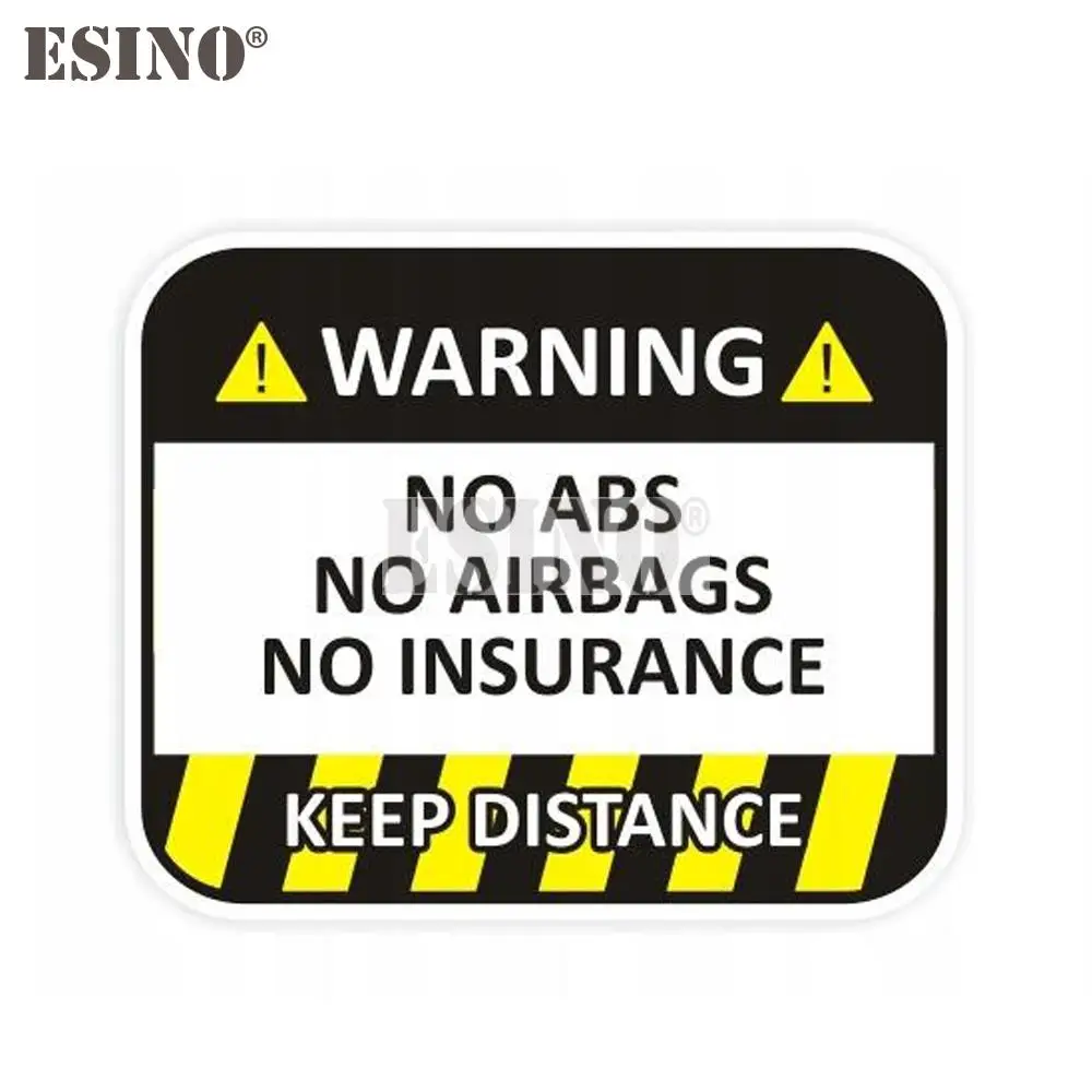 Car Styling Funny Keep Distance No ABS No Airbags No Insurance PVC Decal Waterproof Car Body Glass Sticker Pattern Vinyl