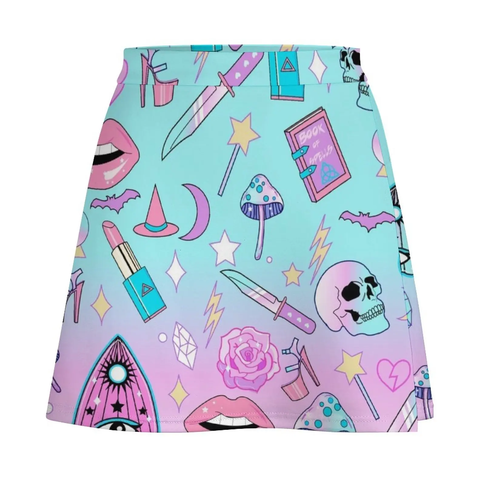 Girly Pastel Witch Goth Pattern Mini Skirt Clothing clothing women summer 2025 kpop