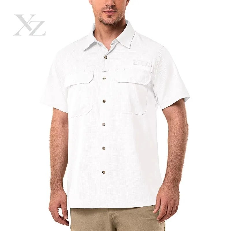 Opening Sale |Mens Quick Dry Short Sleeve Shirt Breathable Multi-Pocket Work Hiking Fishing Casual Tops for Men S-2XL