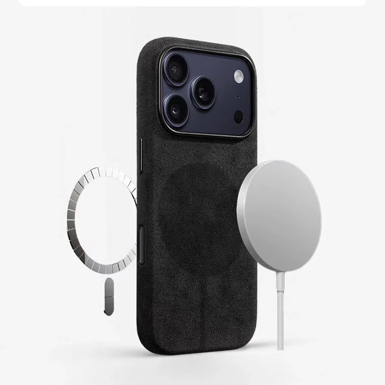 100% italienisches Alcantara-Magnetgehäuse für iPhone 18 17 Pro Max Air Luxus mit Magsafe-Abdeckung Leder-Handyhüllen für iPhone 18Pro – Detail 4