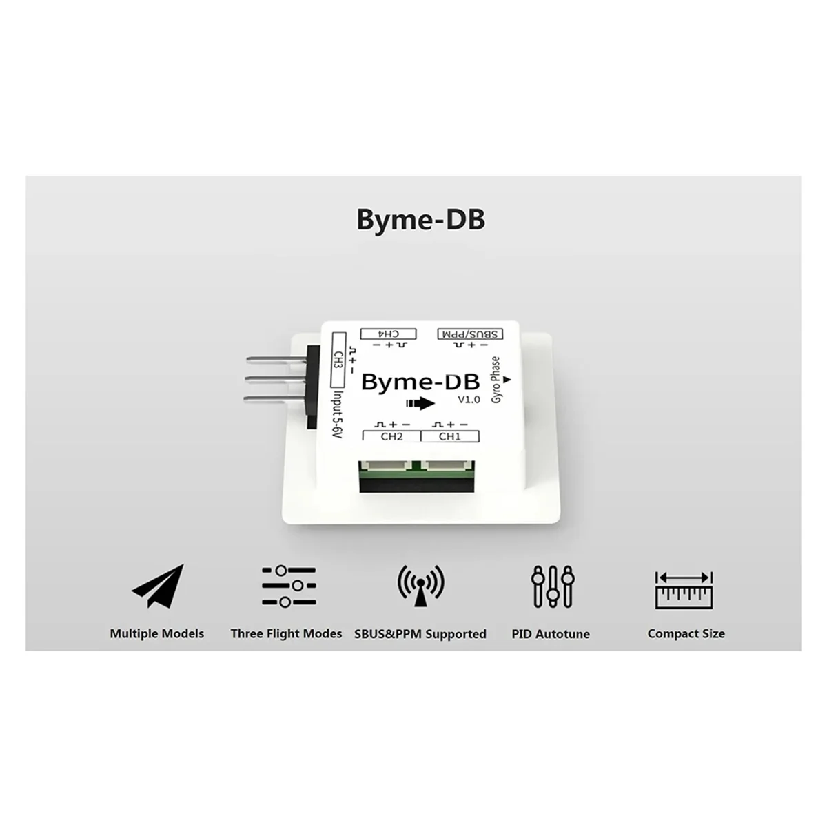 Byme-DB Fixed Wing Flight Control Built-in Gyroscope for Delta Wing Micro-Paper Plane J10 SU27 F22&A38R
