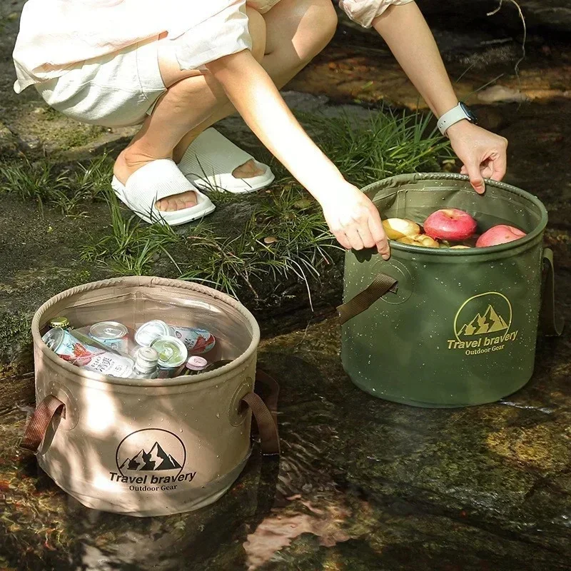 1-2PCS 5/10/20L Outdoor Multifunctional Collapsible Bucket for Travel Camping Fishing Large Capacity Portable Carrying Bucket