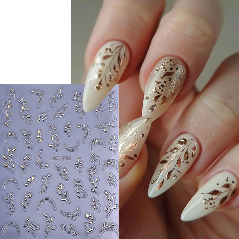  قطعتان من ملصقات الأظافر لتخفيف أوراق الربيع/الصيف، سهلة الاستخدام لتزيين الأظافر بنفسك والهدايا وتصفيف مكياج الحفلات والزفاف #4