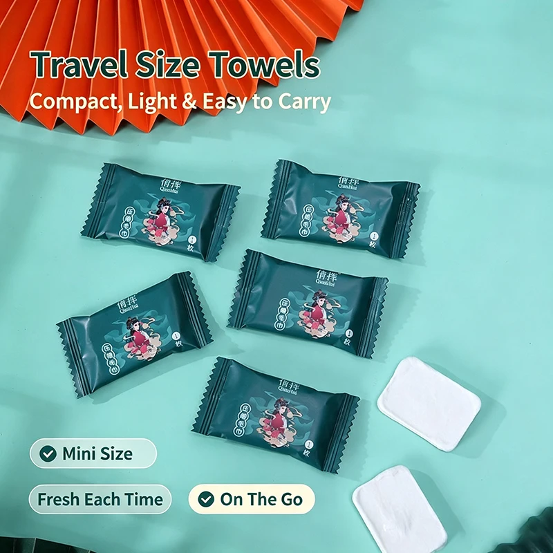 20pcs Square and circular Compressed Face Towels Disposable Compressed Portable Cleansing Wet Wipes Soft Travel Face Towels