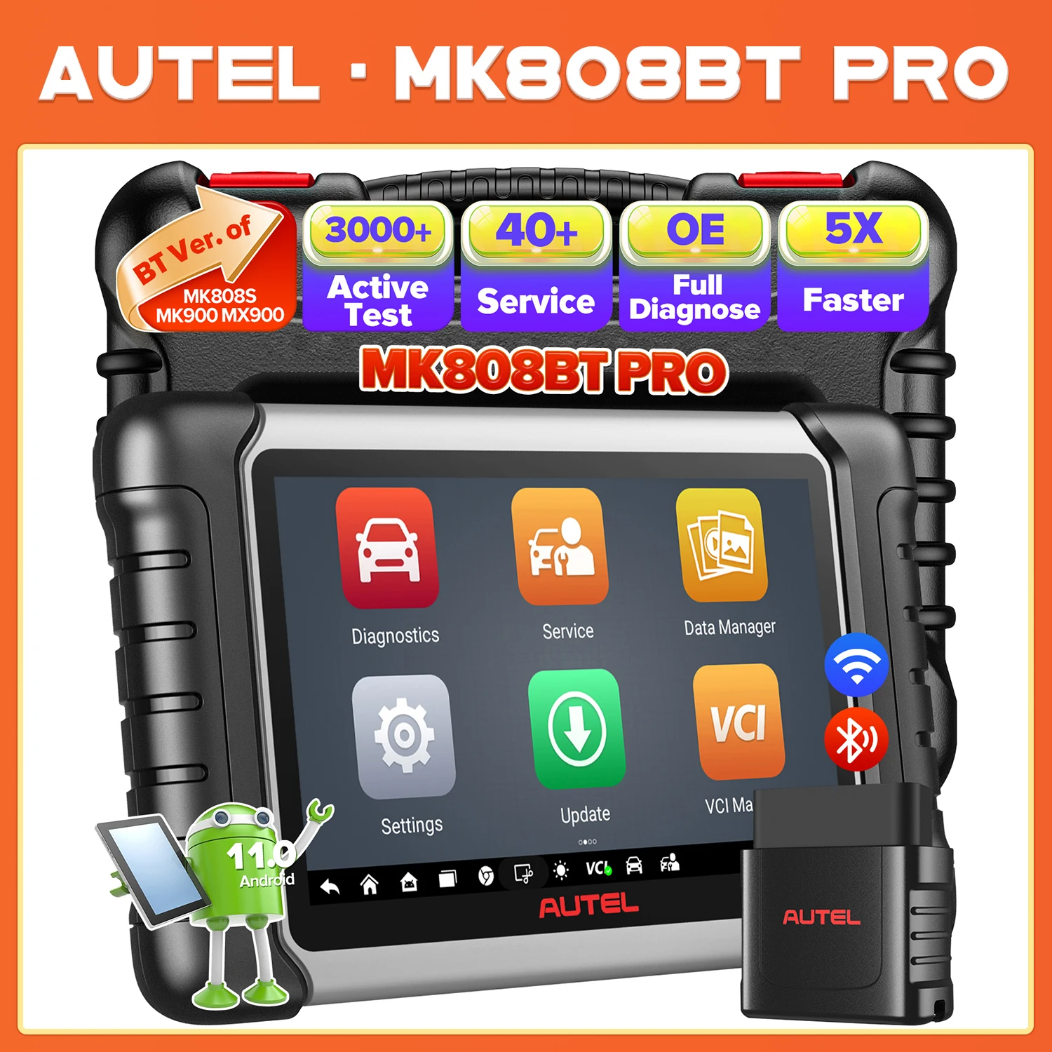 Autel MaxiCOM MK808BT PRO Automotive Car Diagnostic Tool OBD2 Code Reader Bi-directional Scanner Tools All System Diagnostic Better than MK808K-BT MK808S
