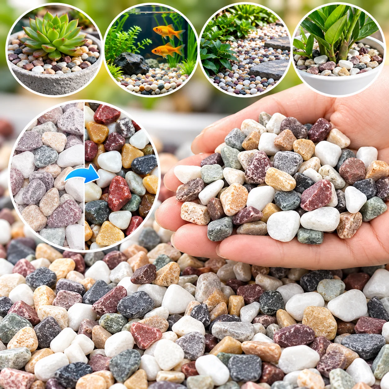 Fish Tank Gravel - Mixed Color Gravel Stones Decorative Pebbles