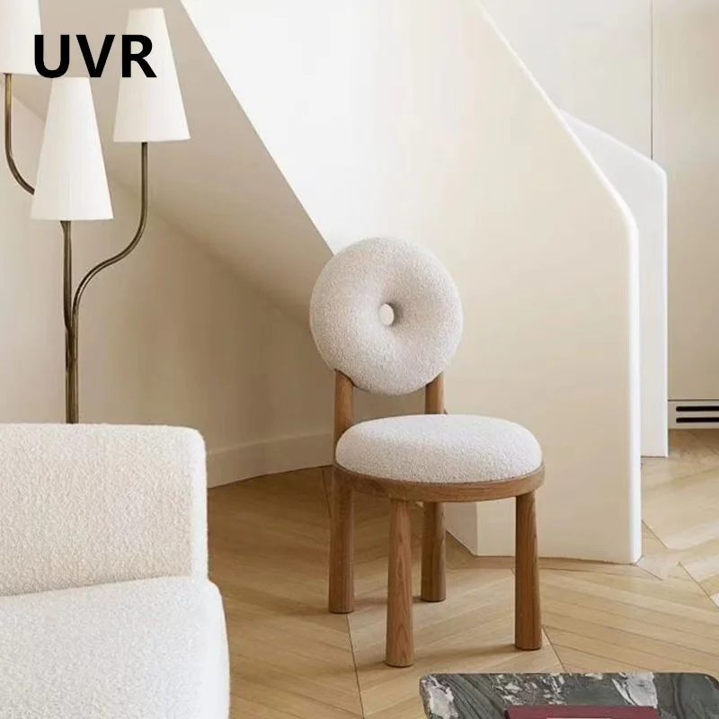 UVR High-quality Dining Chairs Home Reclining Chairs Non-slip Ladies Dressing Stool Comfortable Lambswool Restaurant Chairs