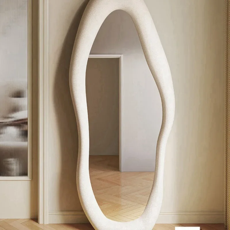 Full-length mirror, floor-to-ceiling mirror, irregular clothing store, Nordic design, high-value Internet celebrity, cream style