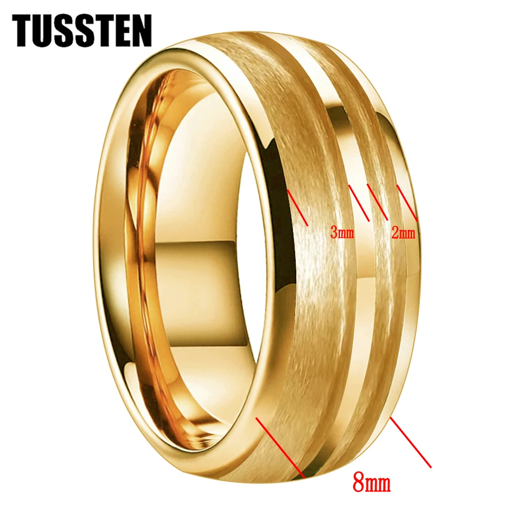 

TUSSTEN Wholesale Dropshipping 8MM Tungsten Blank Rings Two size Grooves For Inlay Channel Polished Shiny Dome Edges