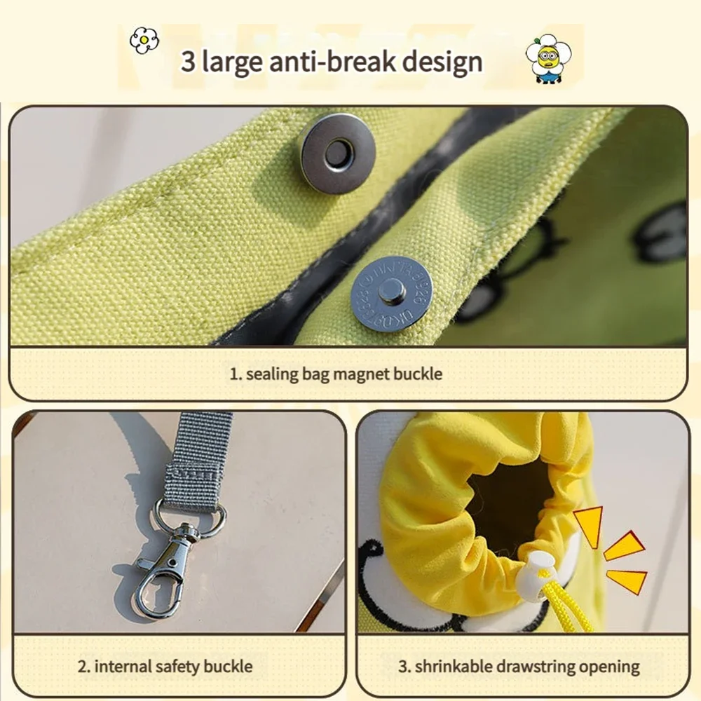 Bolsa bandolera de lona con temática de Minions para mascotas, bolsa cruzada duradera para perros y gatos pequeños, bolsa de viaje ligera para exteriores