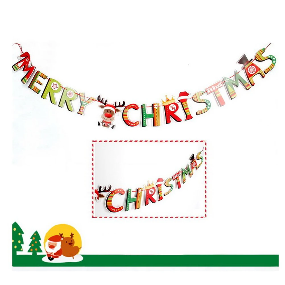 

3 Pcs Christmas Paper Hanging Flag Garland Decoration Banner Banners Bunting Santa Claus