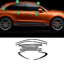 Car Styling Door Full Window Moulding Frame Sill Molding Trim Strip Cover Sticker For Porsche Macan 2014-2021