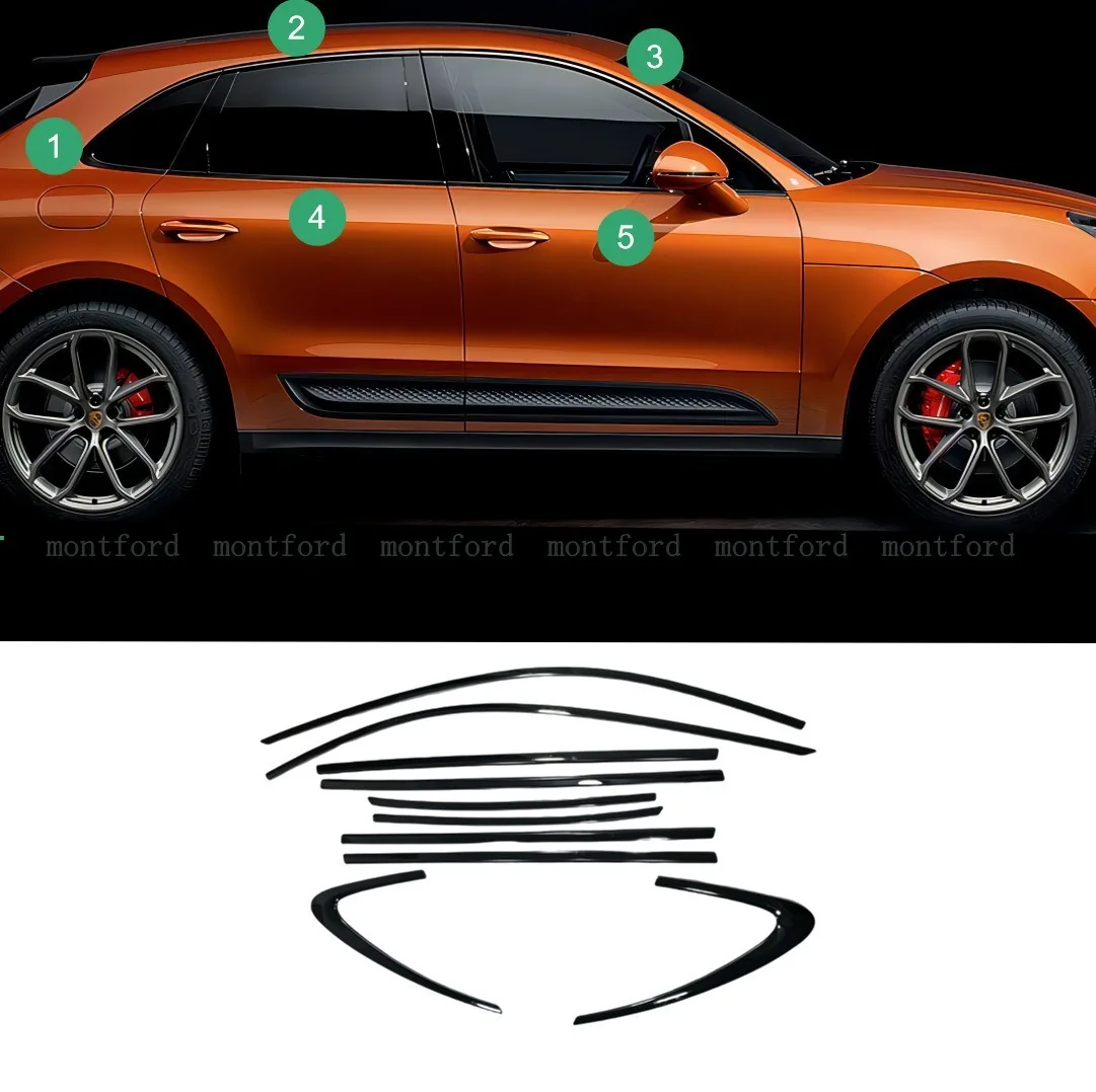 Car Styling Door Full Window Molding Frame Sill Molding Trim Strip Cover Naklejka do Porsche Macan 2014-2021