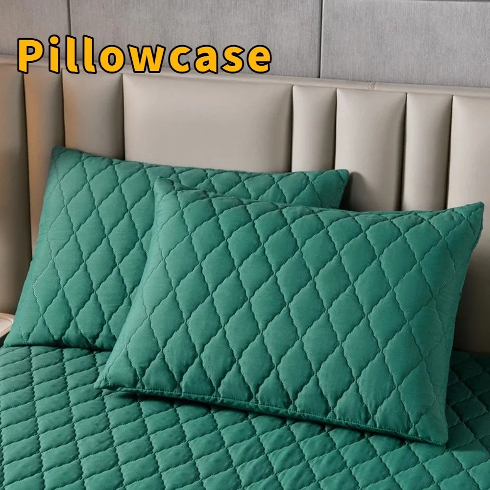 

2pcs Nordic Style Quilted Pillow Case Solid Color Anti-Bacterial Pillow Cover Machine Washable Jacquard Pattern