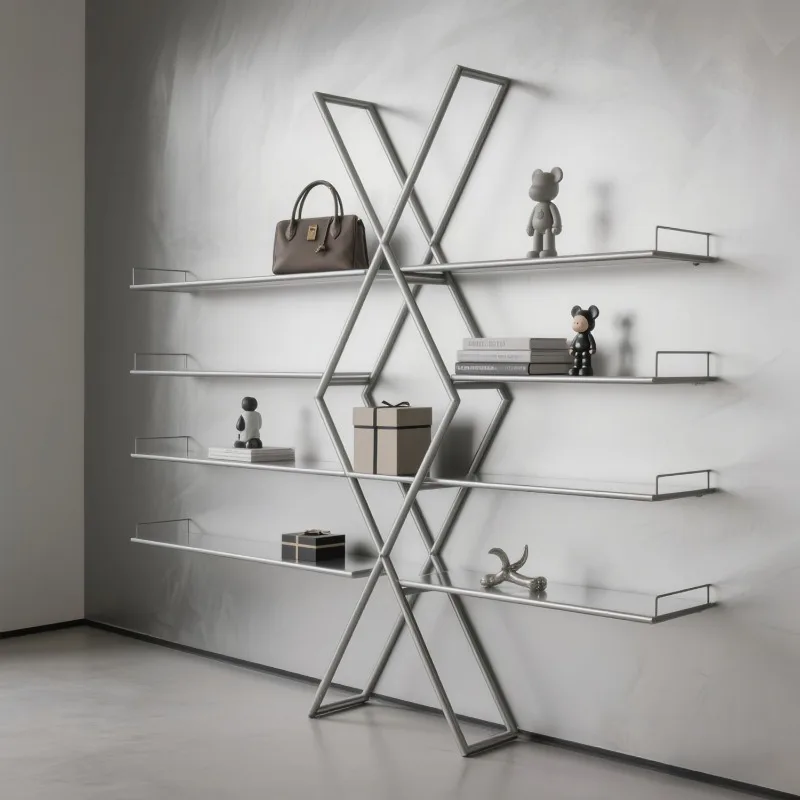 Forged iron display rack, partition screen, floor, exhibition hall, industrial style, simple modern shelf, decorative rack, gree